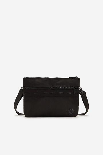 Black Fred Perry Tonal Tape Tricot Side Women's Bags | PH 1831ILHS